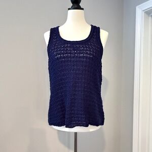 Aerie Navy Blue Open Knit Tank Top Women's Size Large — Fall Layering Piece